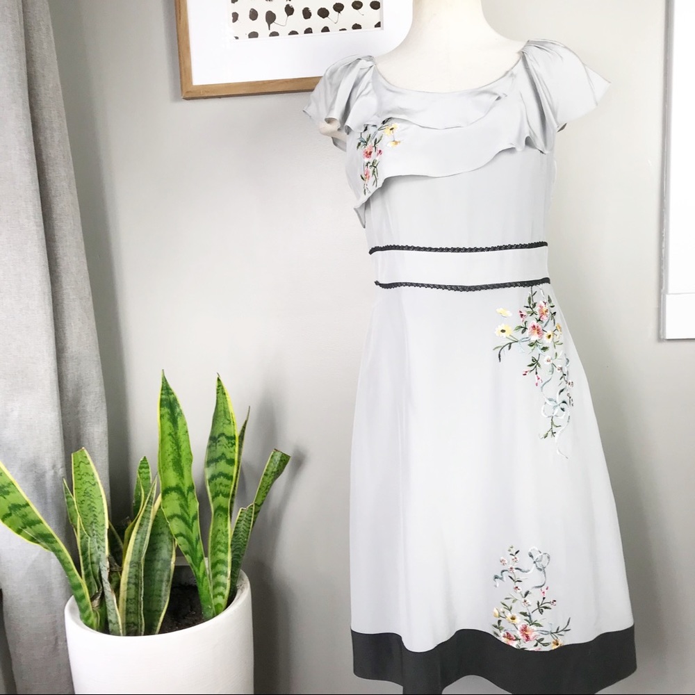 Anthro Floreat cold climate floral silk dress 6